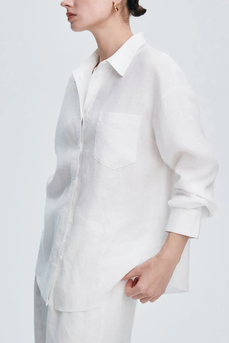Premium French Linen Long Sleeve Button-Down Shirt