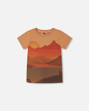 Printed Organic Cotton Tee Orange Sunset