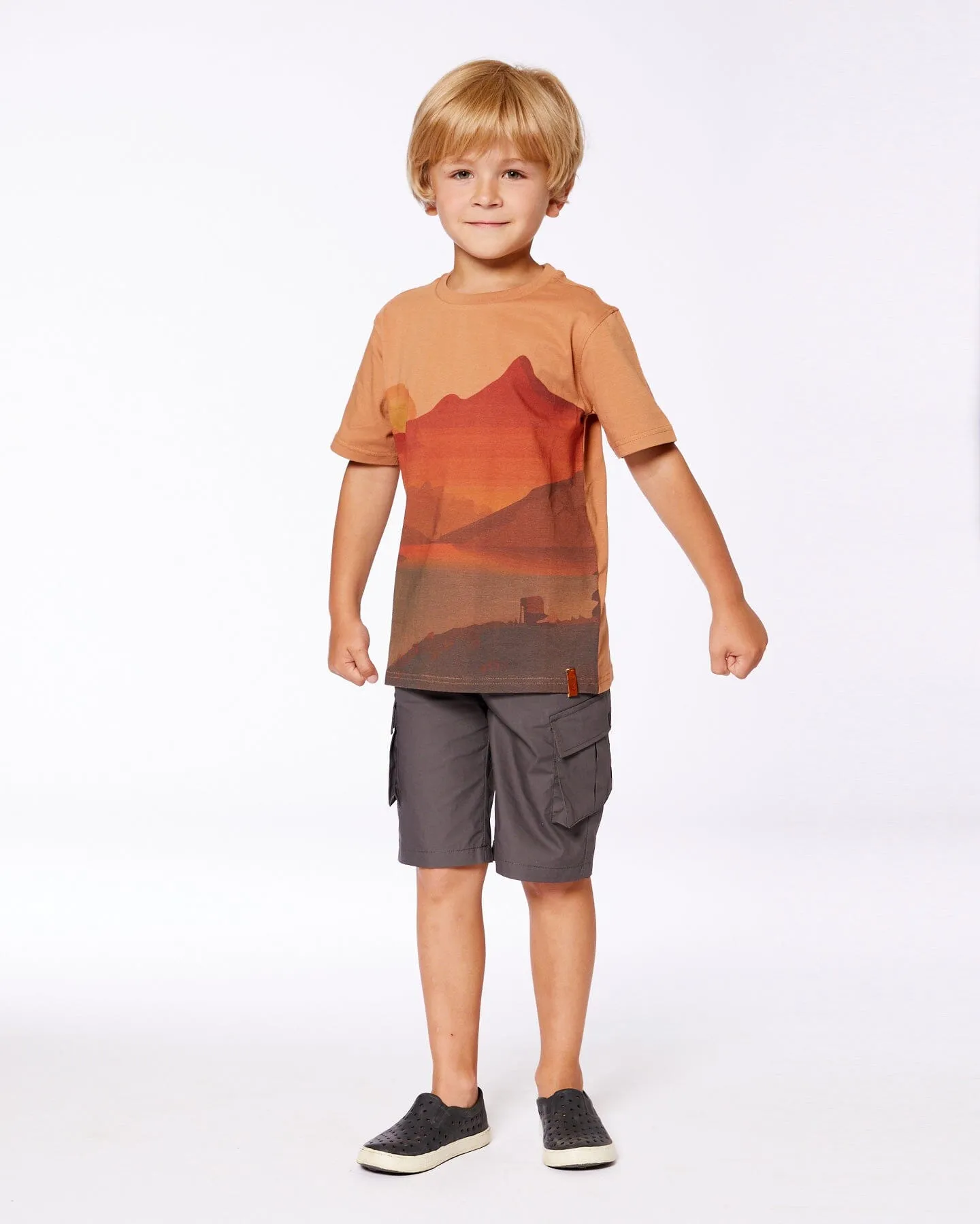 Printed Organic Cotton Tee Orange Sunset