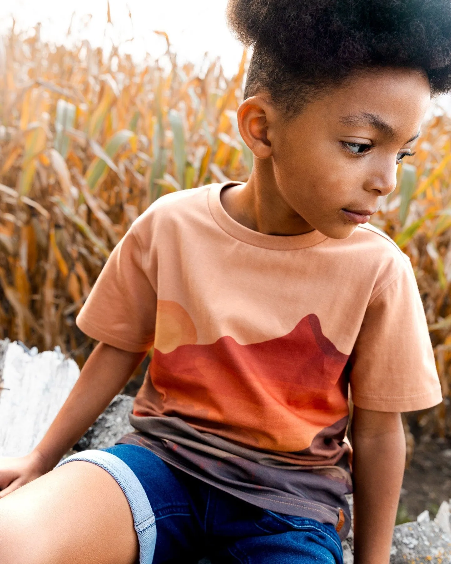 Printed Organic Cotton Tee Orange Sunset