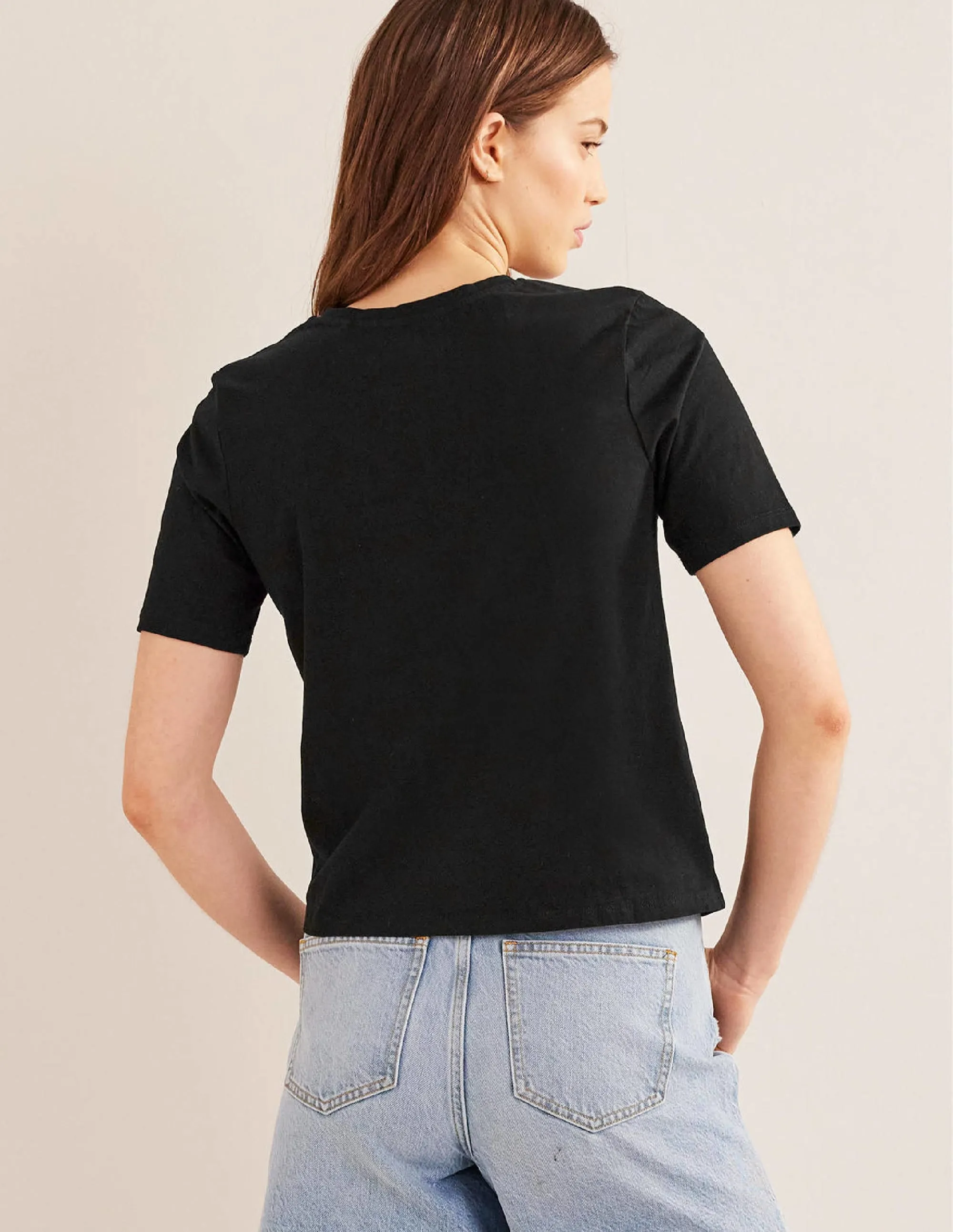 Pure Cotton Crew Neck T-shirt-Black