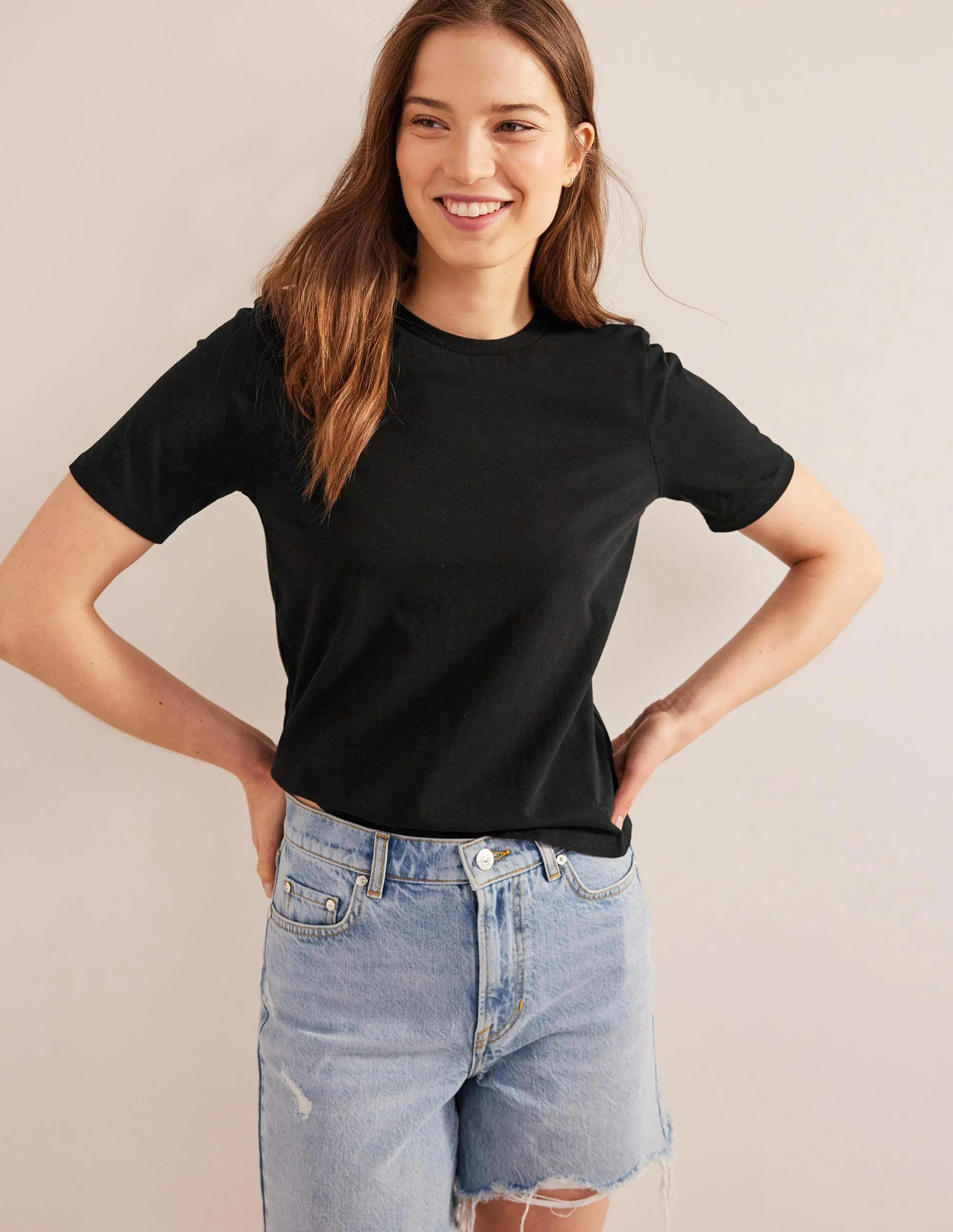 Pure Cotton Crew Neck T-shirt-Black