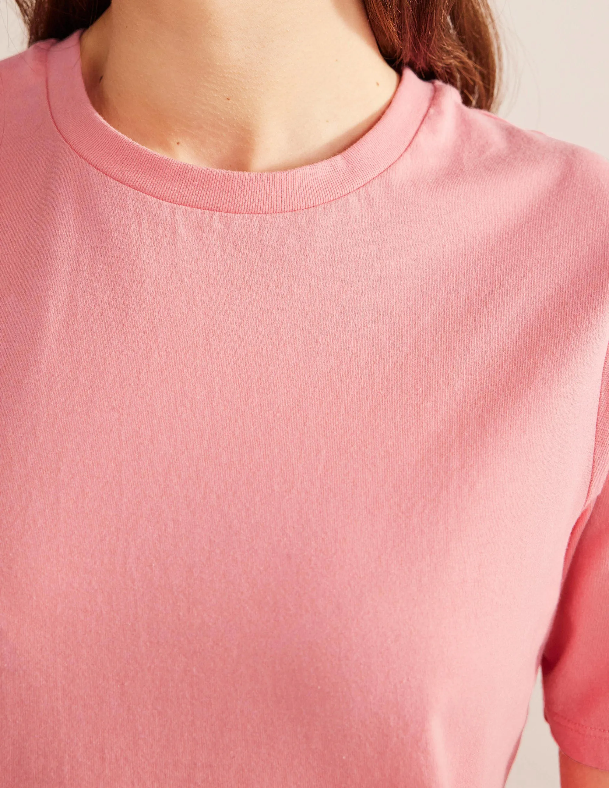 Pure Cotton Crew Neck T-shirt-Peach Sorbet