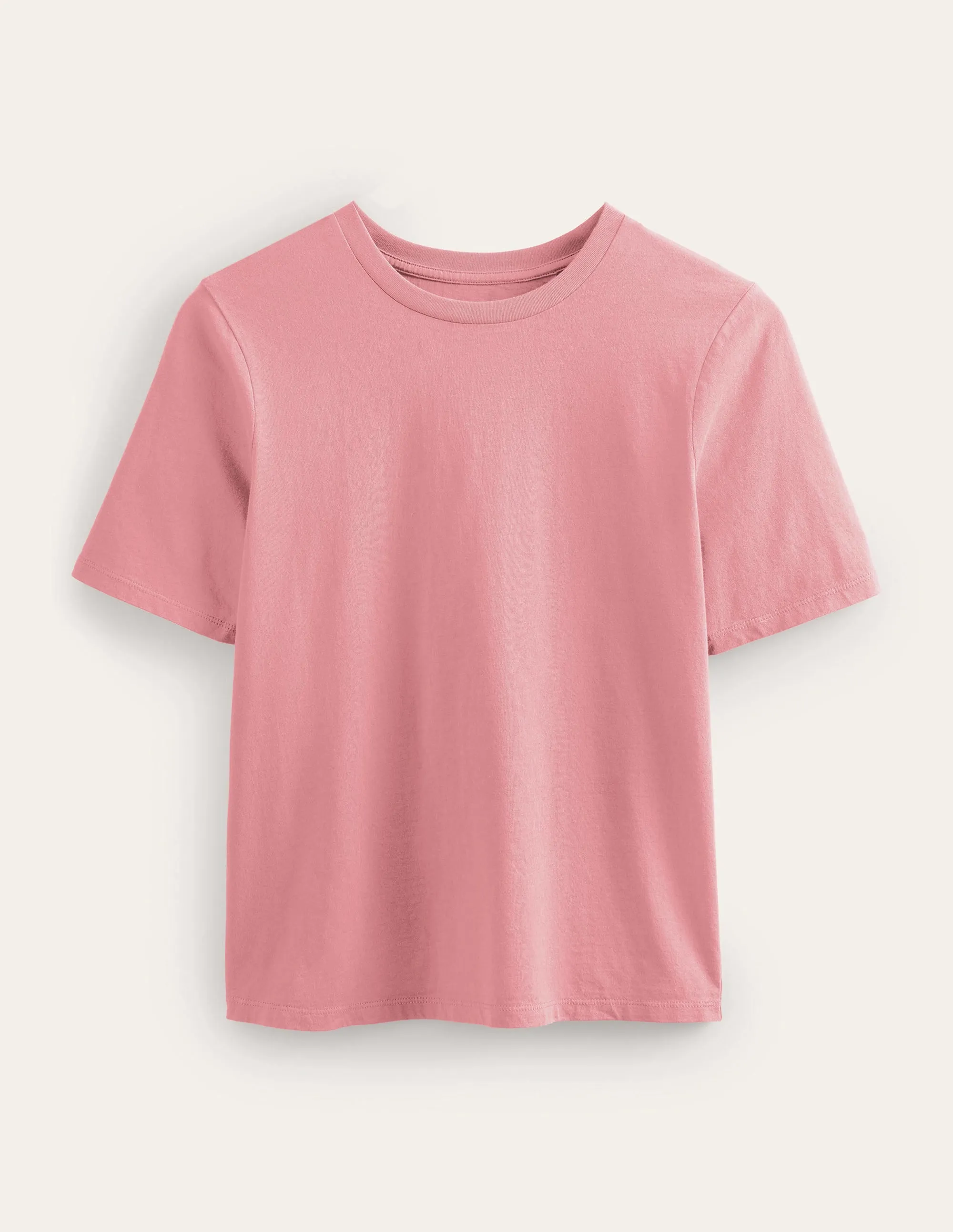 Pure Cotton Crew Neck T-shirt-Peach Sorbet