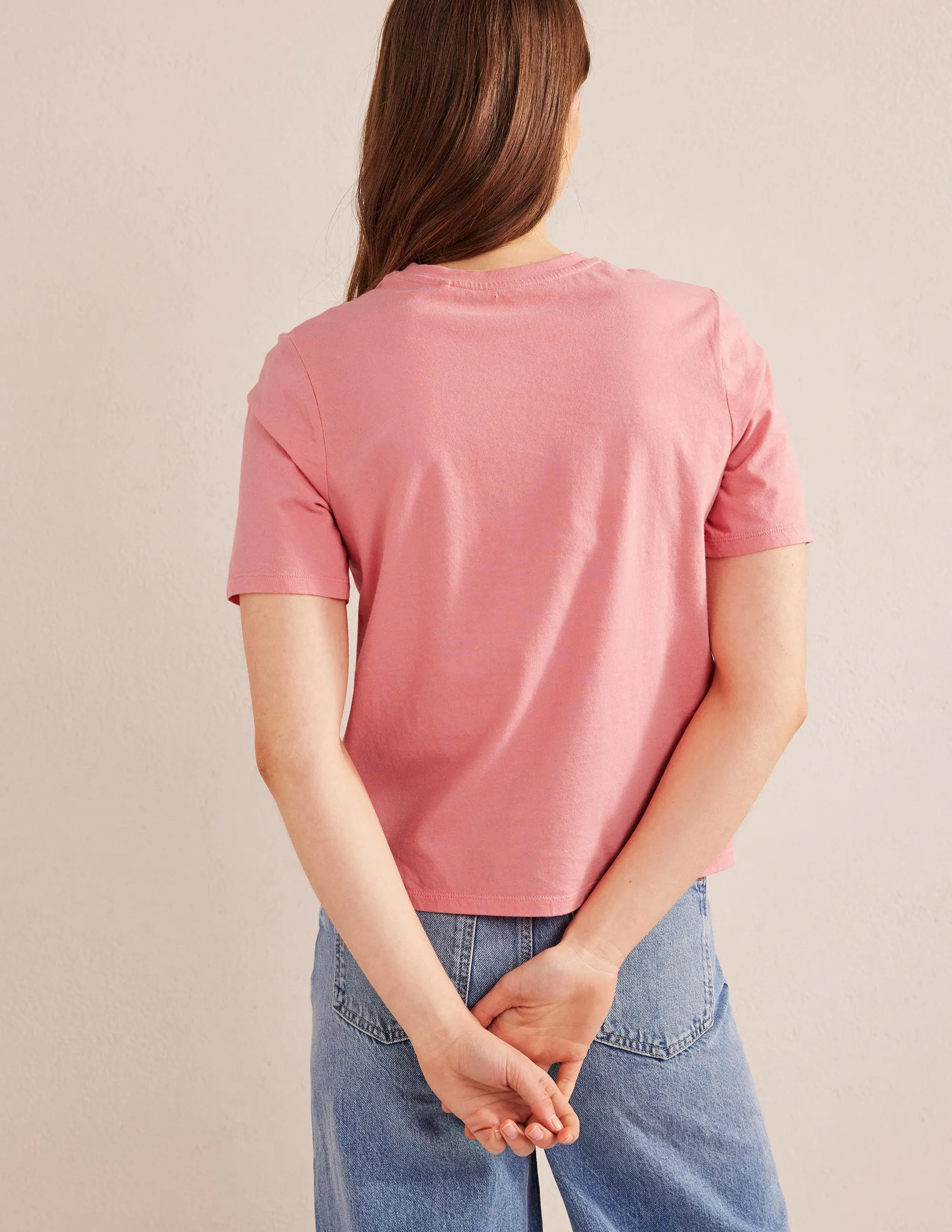 Pure Cotton Crew Neck T-shirt-Peach Sorbet