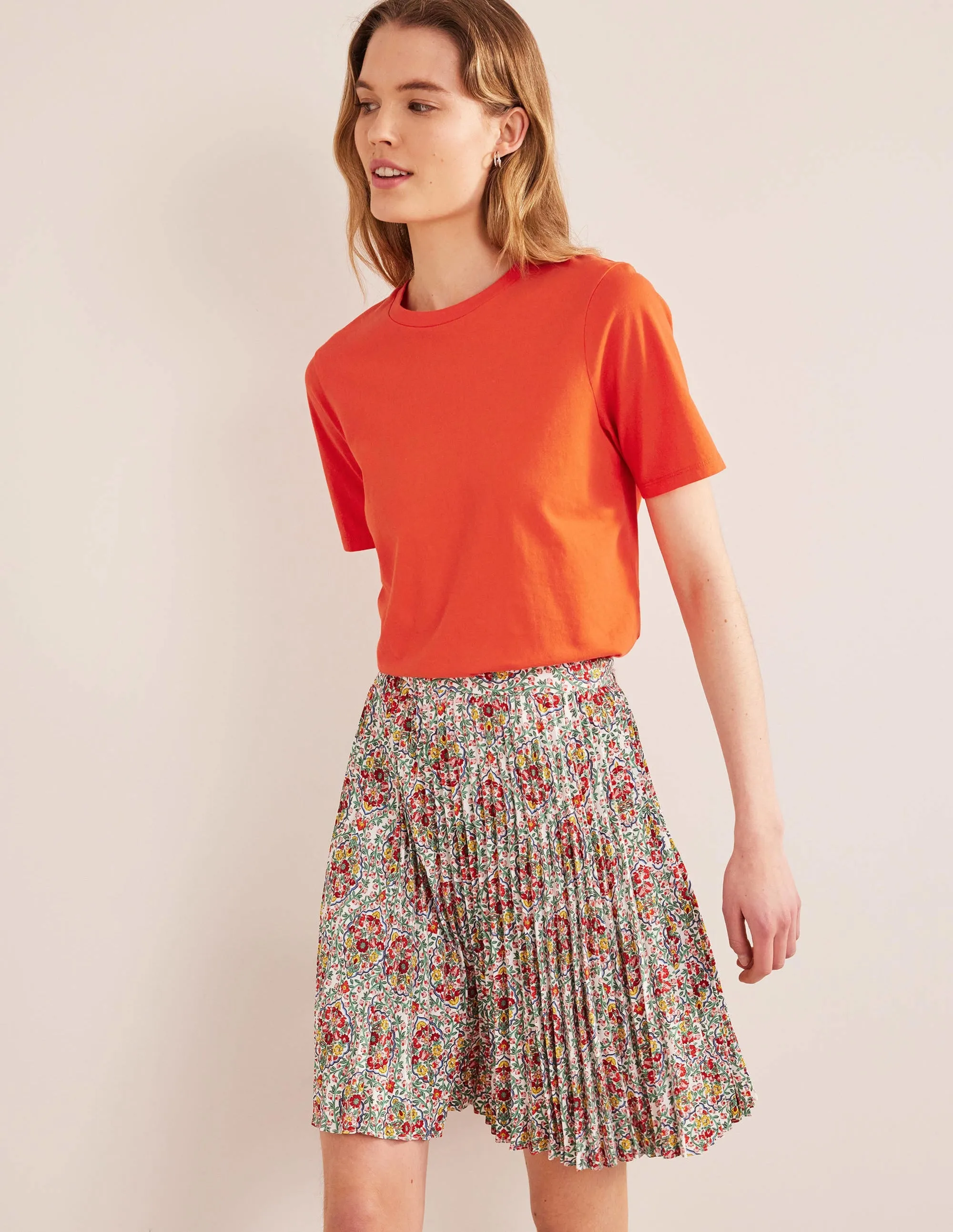 Pure Cotton Crew Neck T-shirt-Red Pop