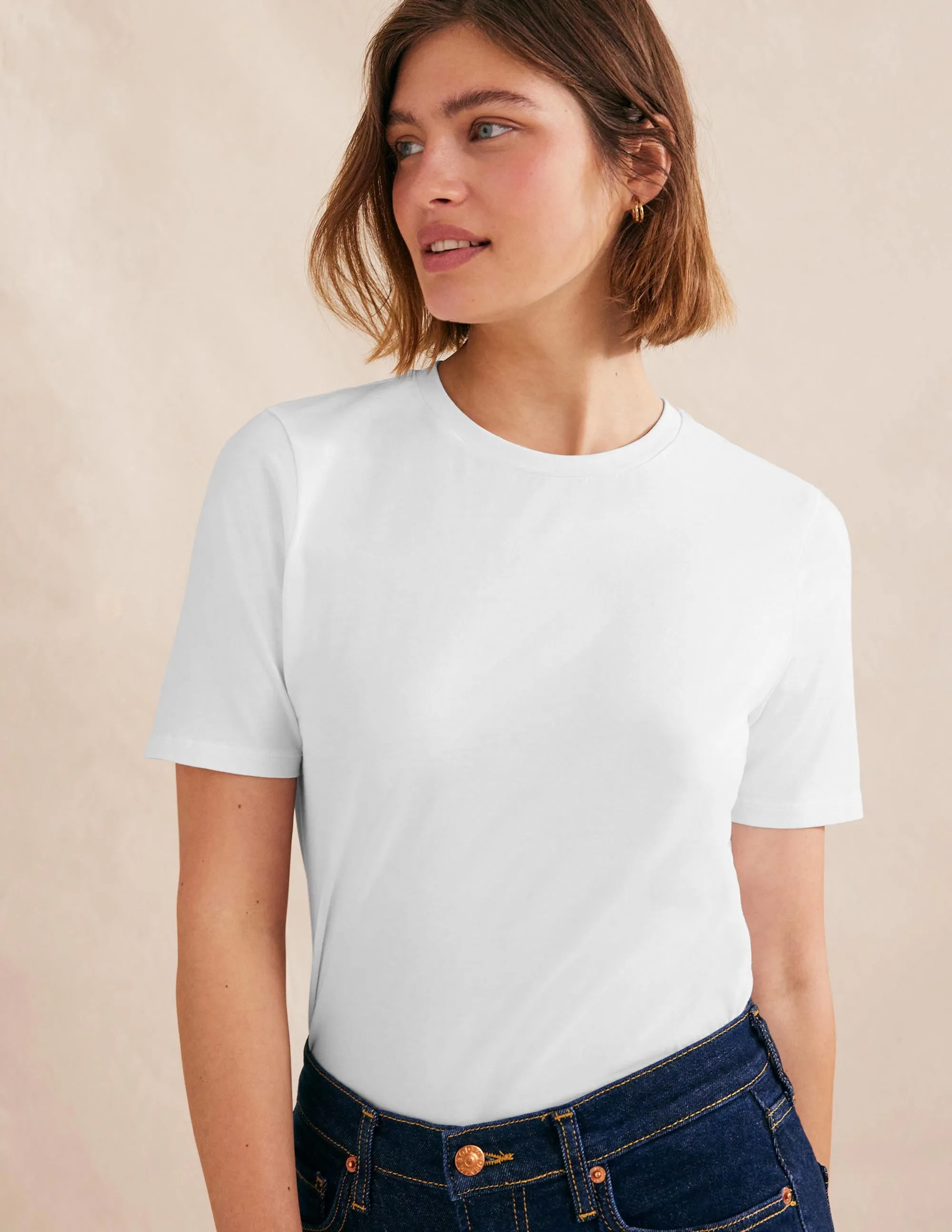 Pure Cotton Crew Neck T-shirt-White