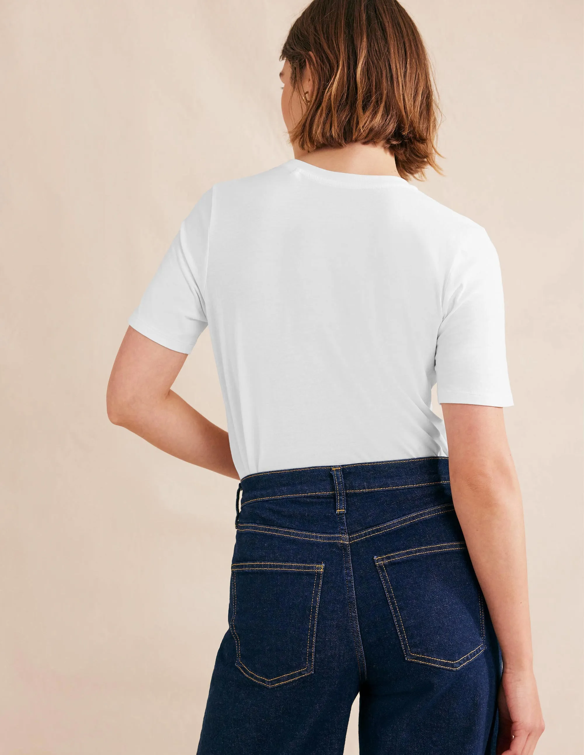 Pure Cotton Crew Neck T-shirt-White