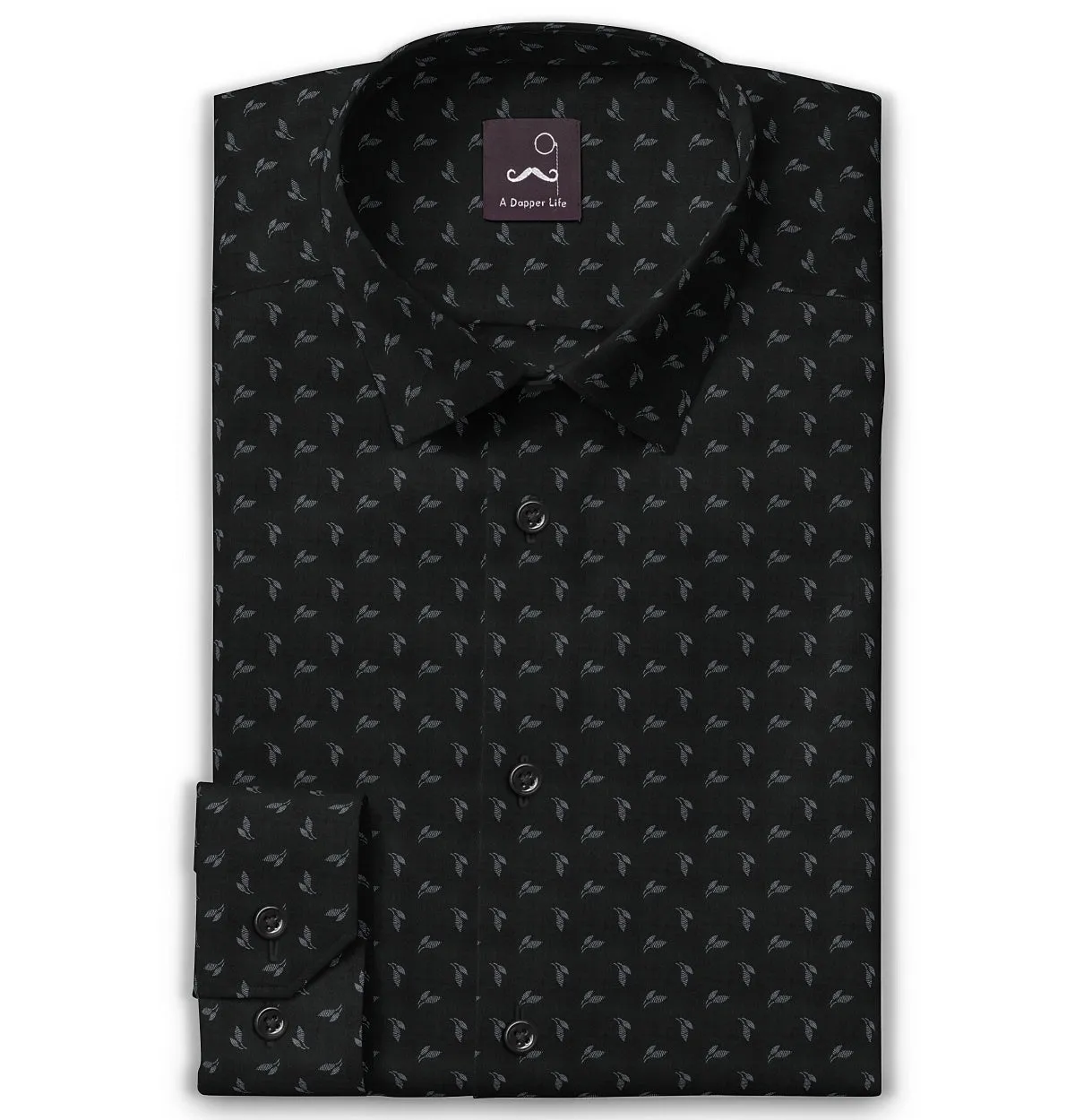 Pure Cotton - Long Sleeve - Midnight Feathery Leaves