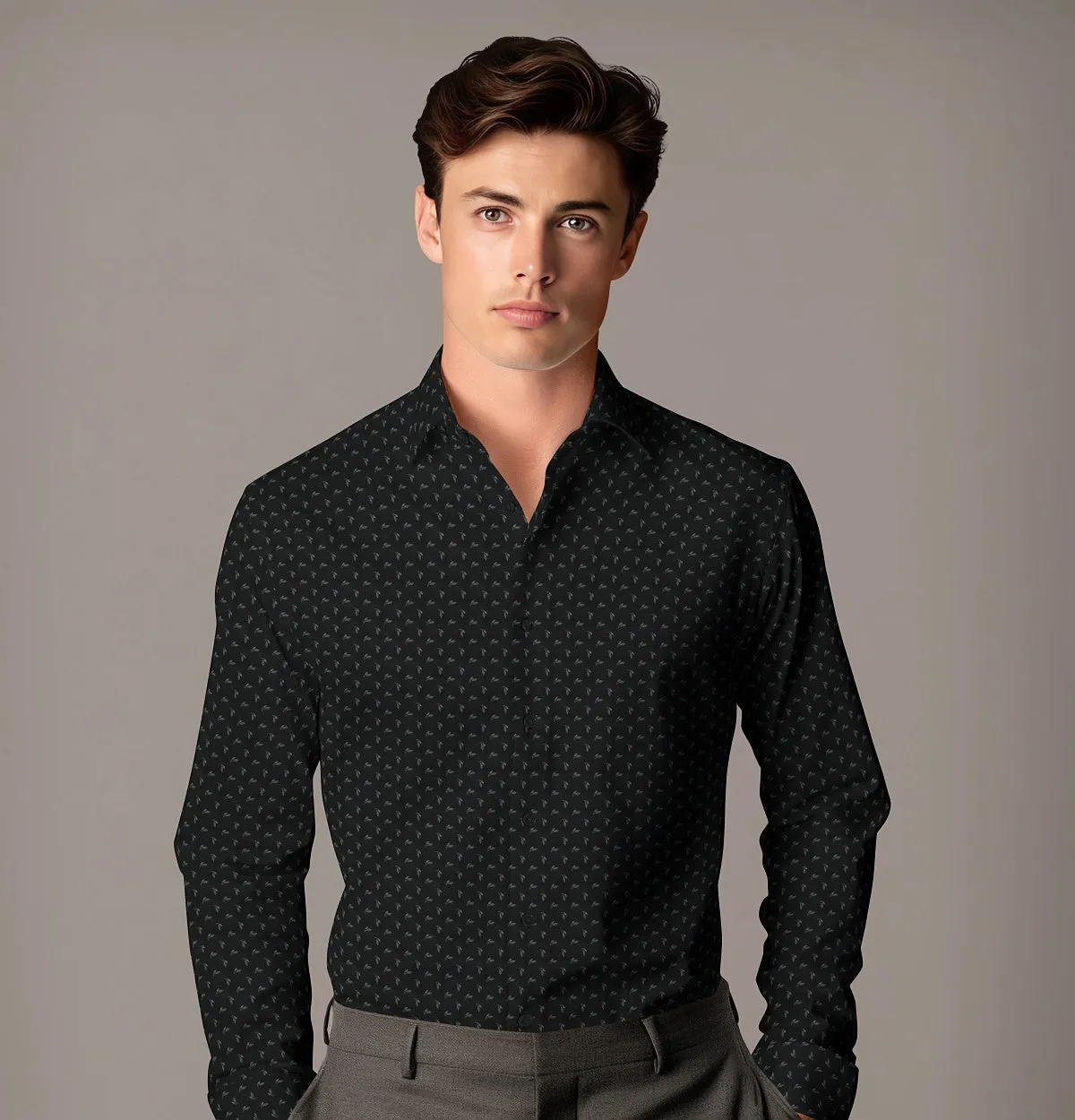 Pure Cotton - Long Sleeve - Midnight Feathery Leaves