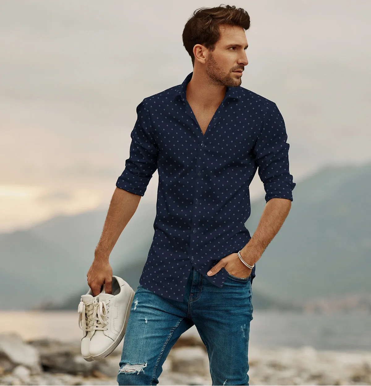 Pure Cotton - Long Sleeve - Navy Vine