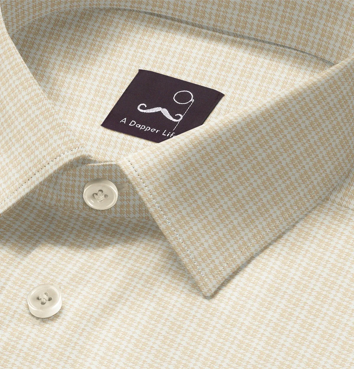 Pure Cotton - Long Sleeve - Yellow Houndstooth Print