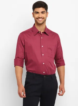 Red Cotton Printed Full Sleeve Shirt