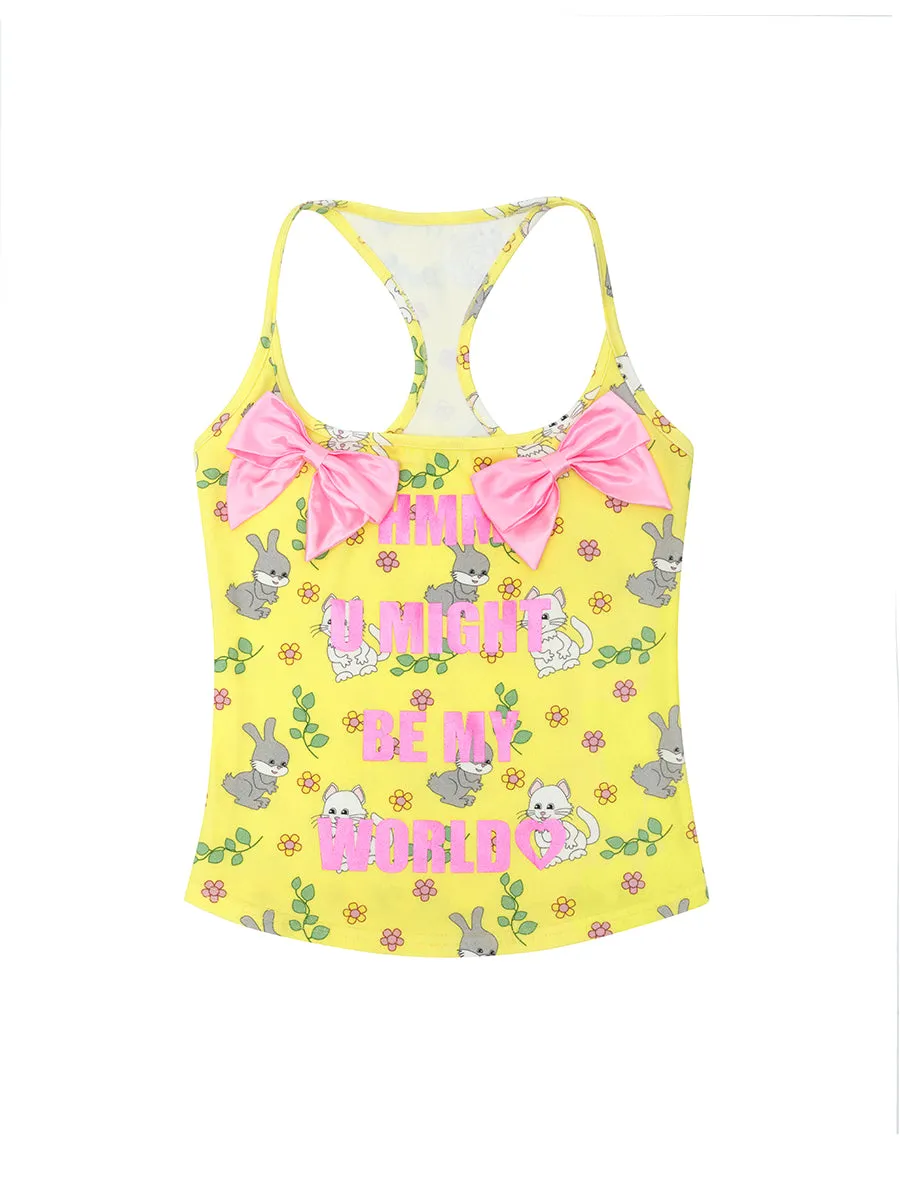 Ribbon Vivid Fancy Cat Rabbit Camisole