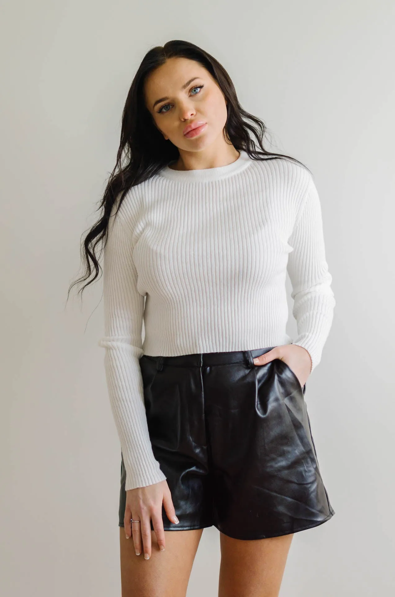 Romie Black Leather High Waisted Shorts