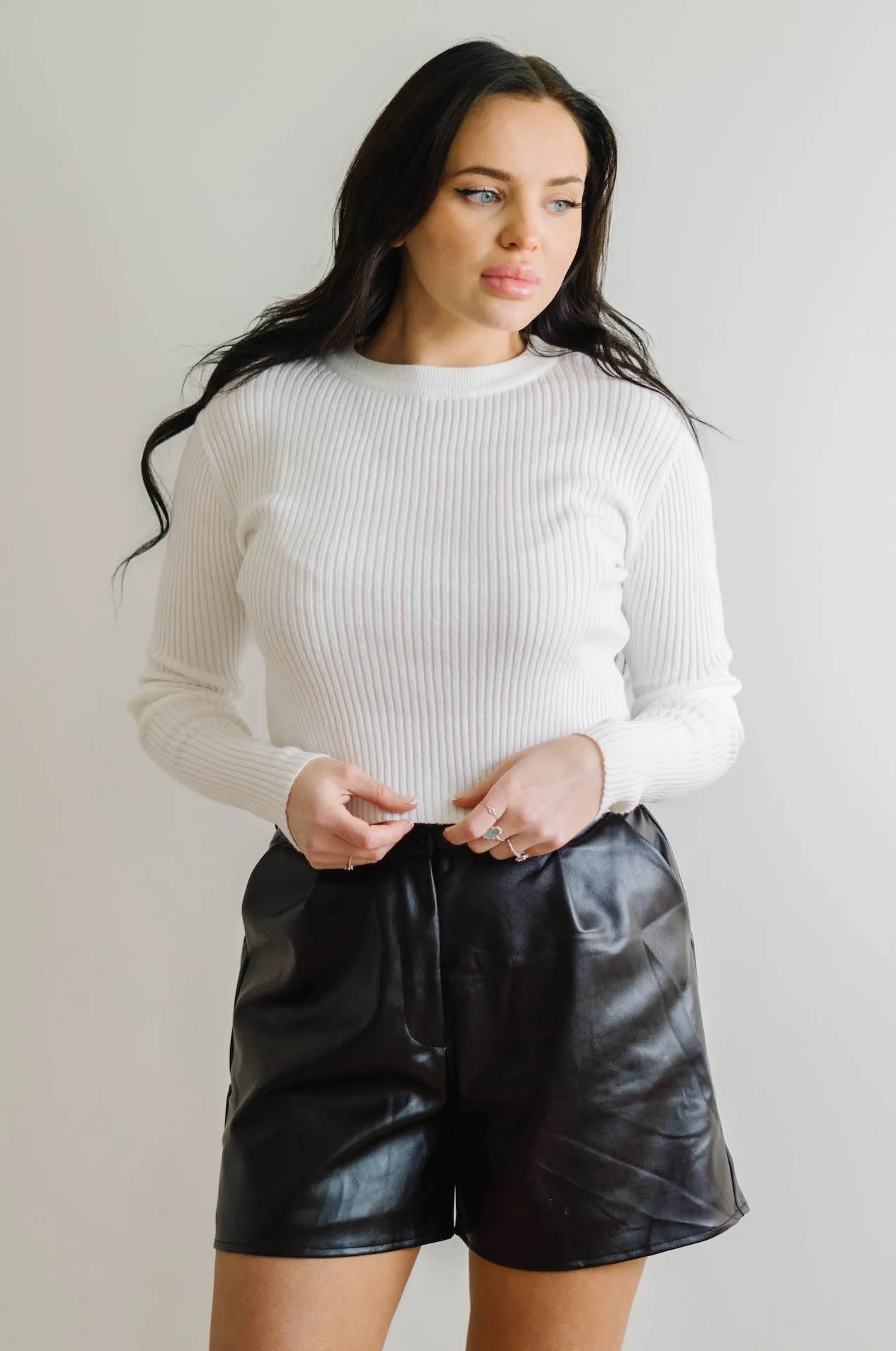 Romie Black Leather High Waisted Shorts