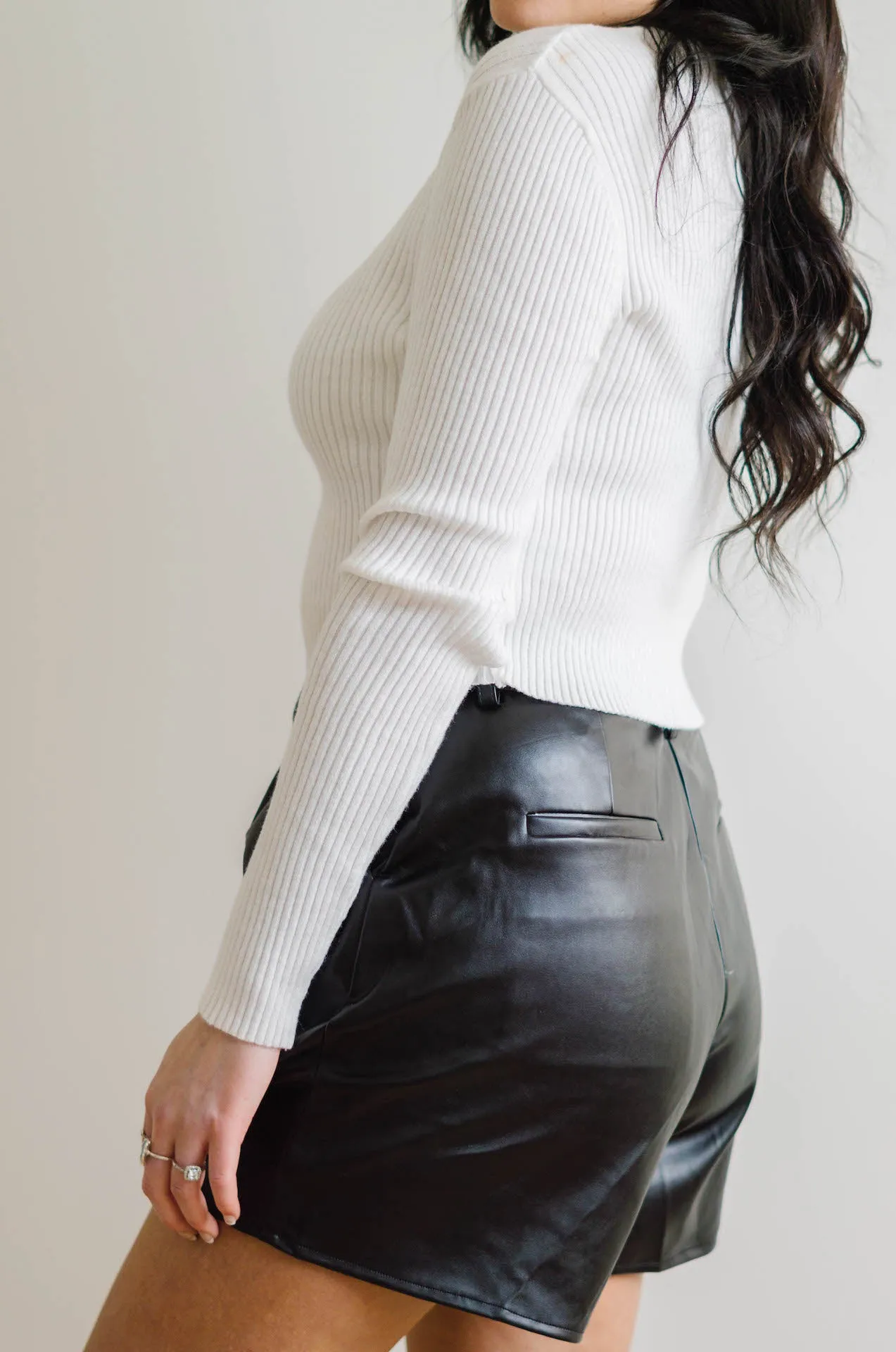 Romie Black Leather High Waisted Shorts
