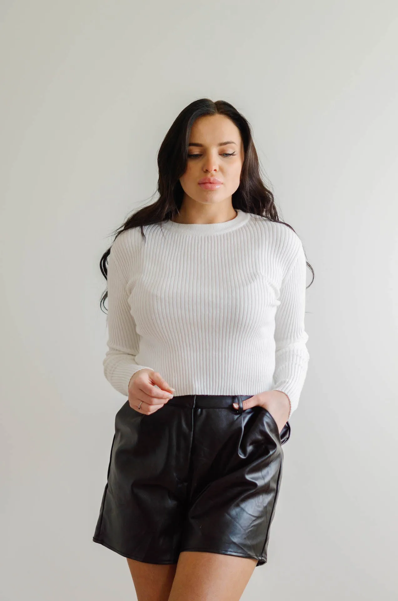 Romie Black Leather High Waisted Shorts