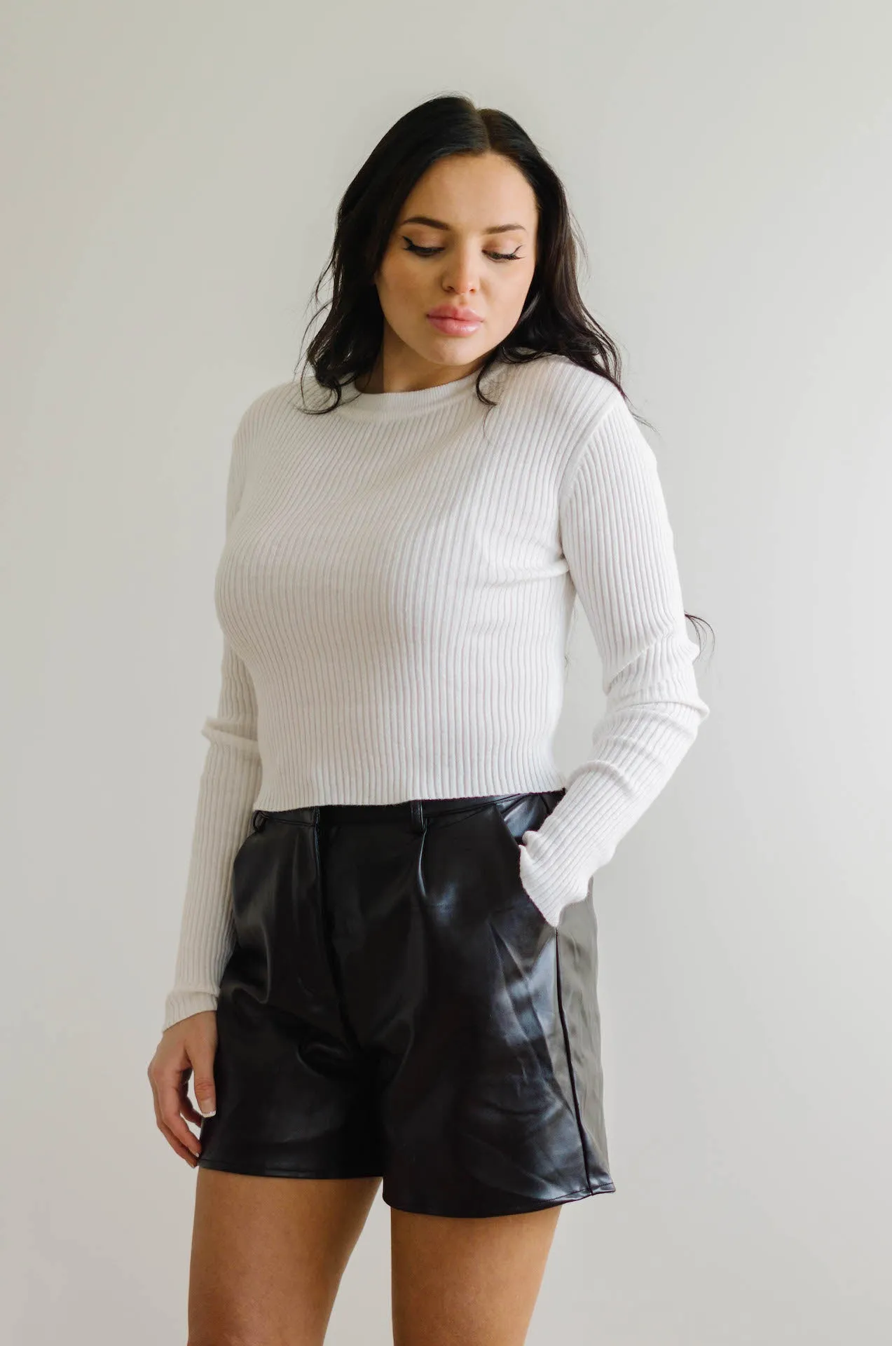 Romie Black Leather High Waisted Shorts