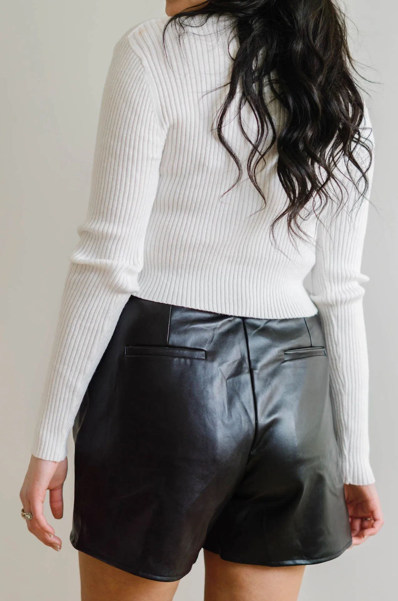 Romie Black Leather High Waisted Shorts