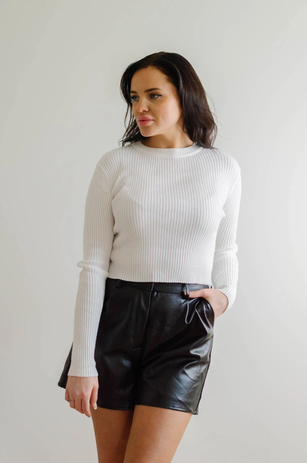 Romie Black Leather High Waisted Shorts