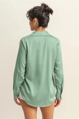 Skylar's Satin Button-Up Collared Top
