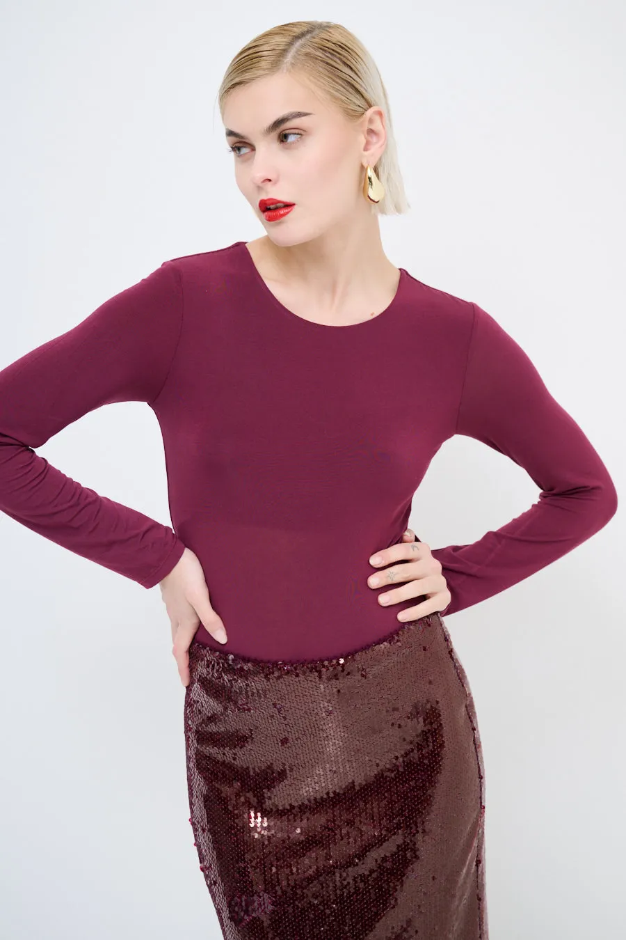 Sleek long sleeve fitted top wholesale