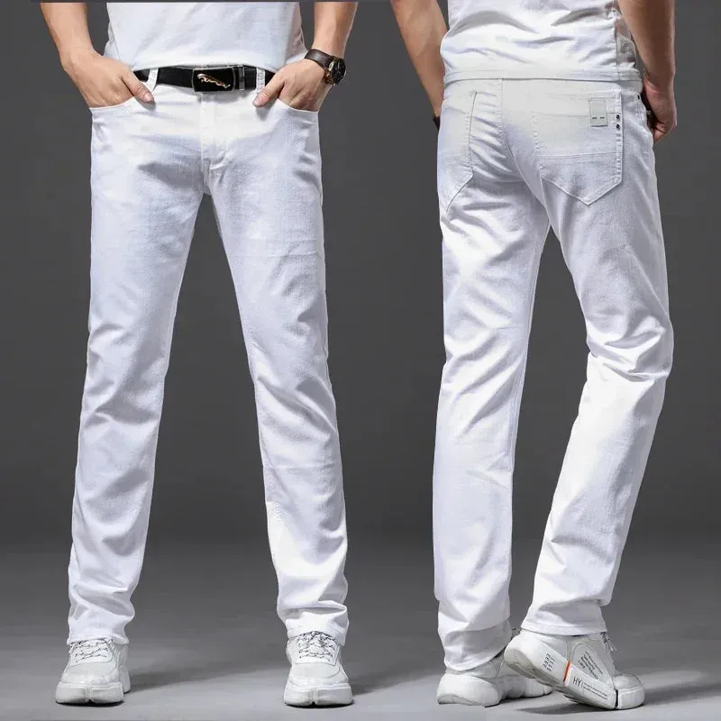 Slim Fit Elastic Jeans | Comfortable Stretch Casual Business Trousers for Men