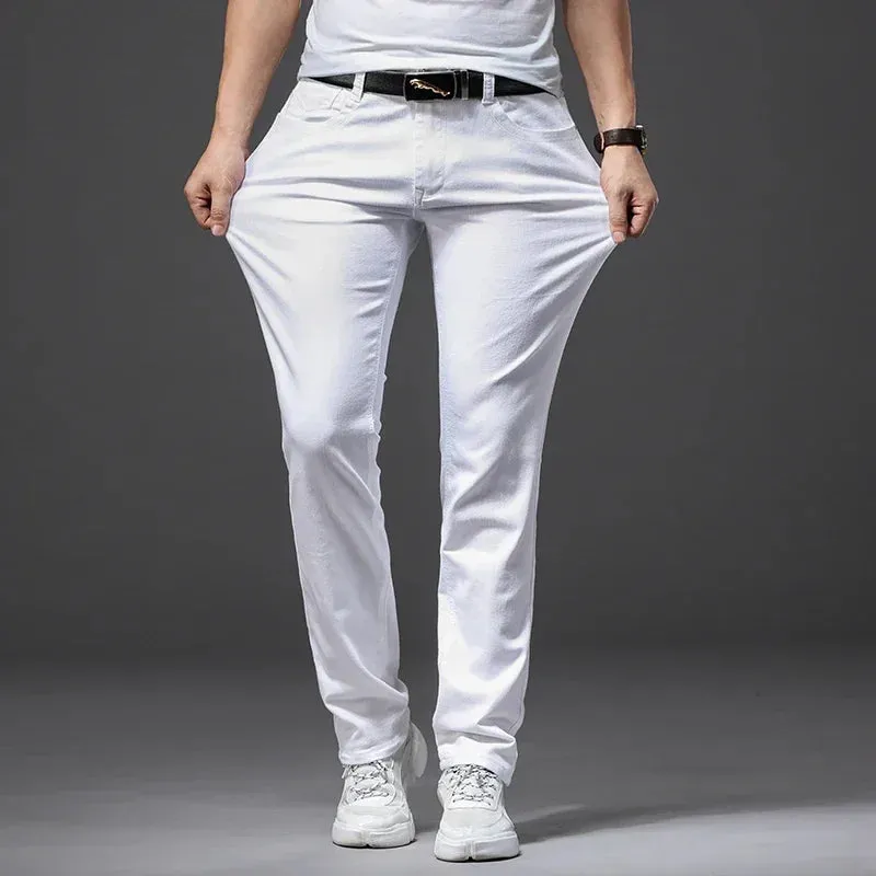 Slim Fit Elastic Jeans | Comfortable Stretch Casual Business Trousers for Men