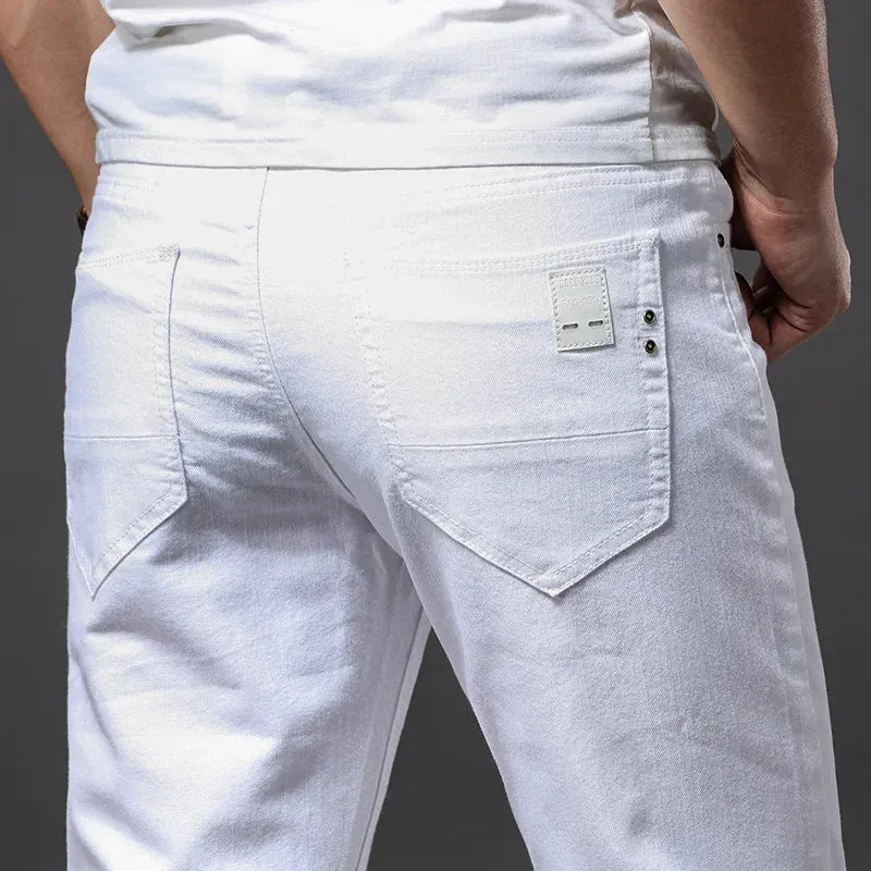 Slim Fit Elastic Jeans | Comfortable Stretch Casual Business Trousers for Men