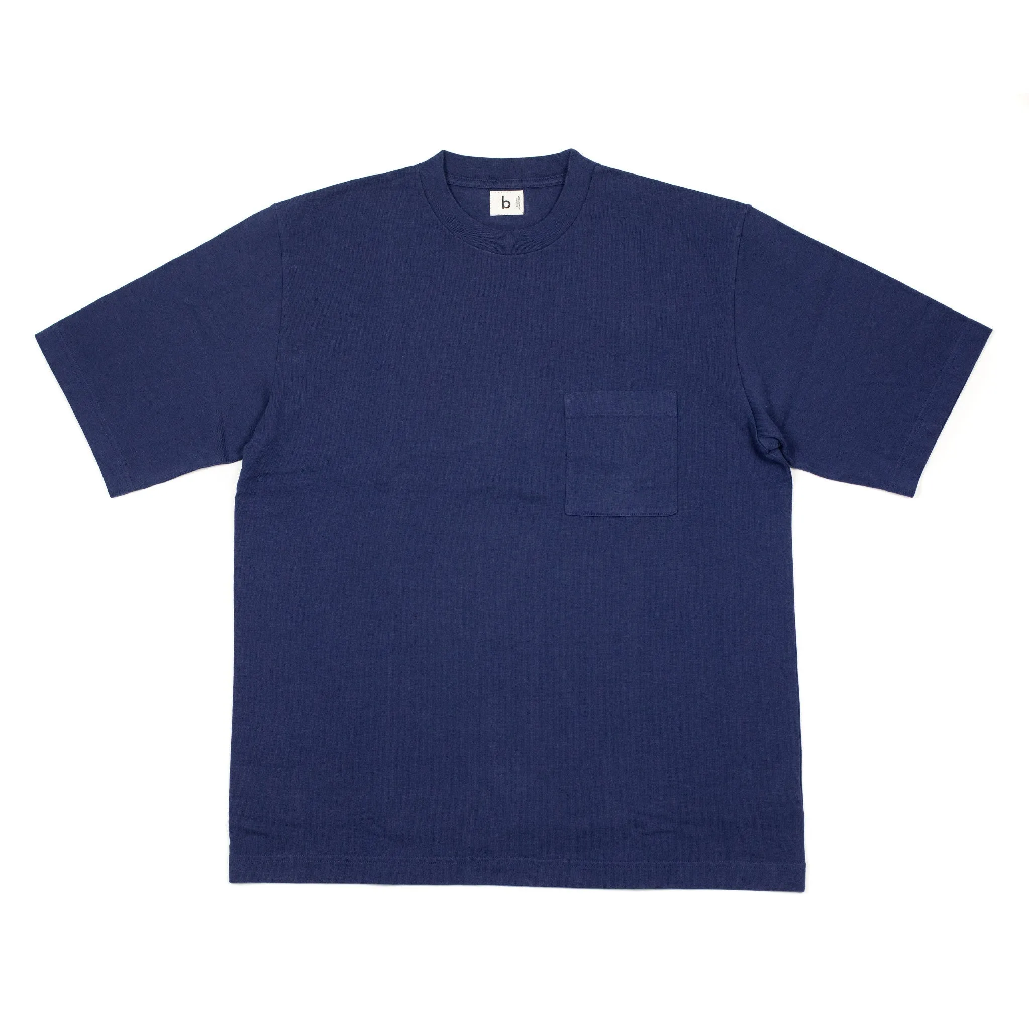 Soft cotton crewneck pocket tee in navy blue