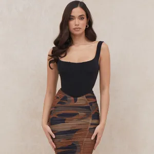 Strapless Mesh Ruched Bodycon Modern Corset Mini Dress - Black
