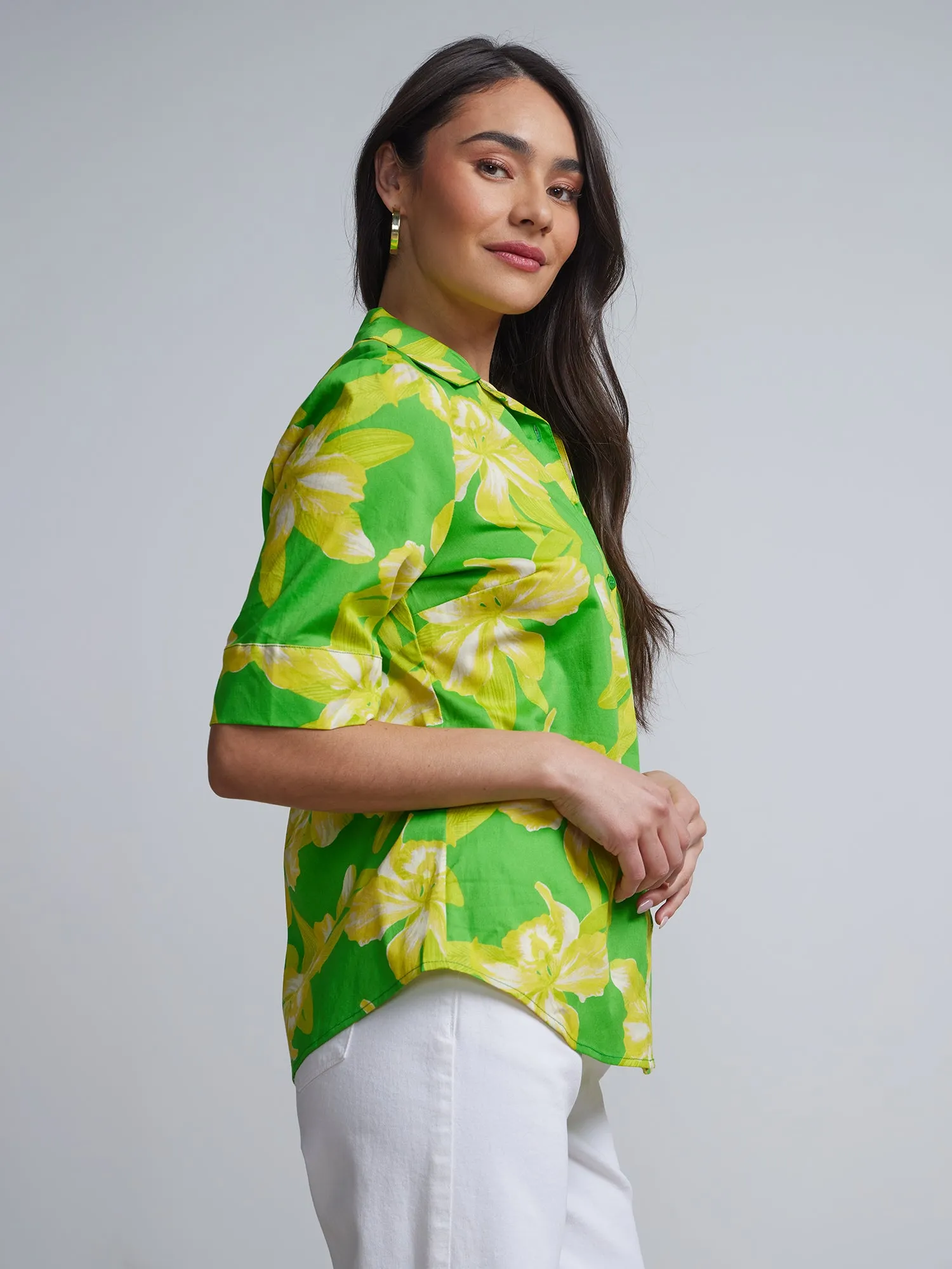 Tall Bold Floral Short-Sleeve Button-Front - NY&C Madison Shirt®