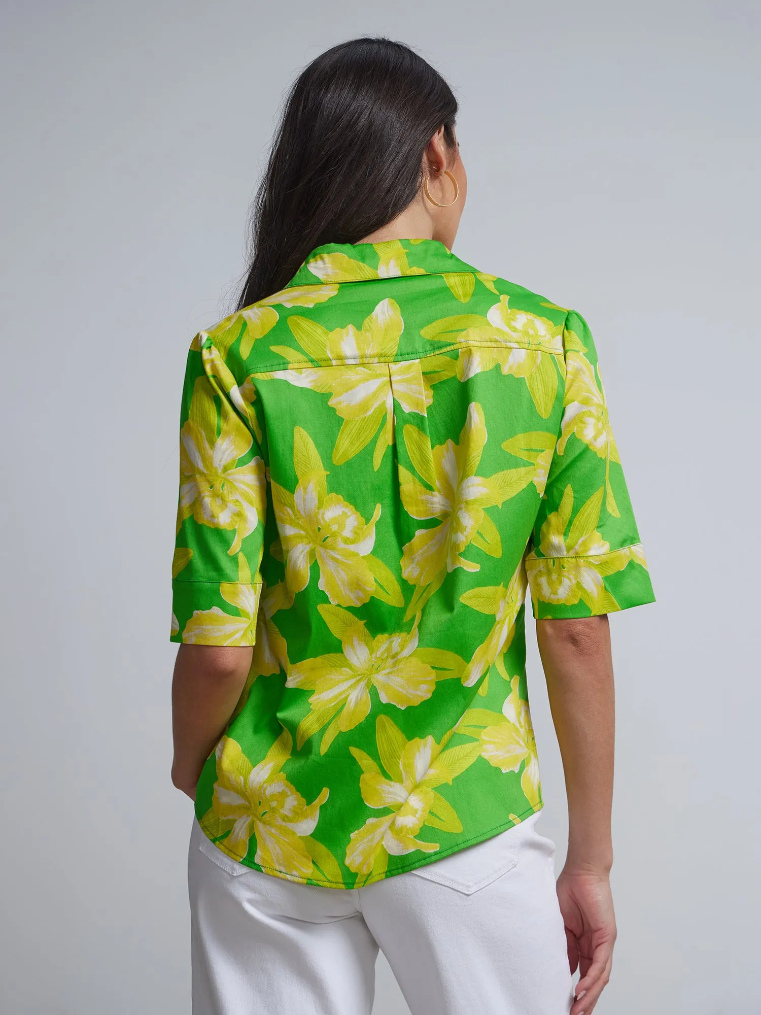 Tall Bold Floral Short-Sleeve Button-Front - NY&C Madison Shirt®