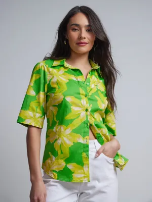 Tall Bold Floral Short-Sleeve Button-Front - NY&C Madison Shirt®