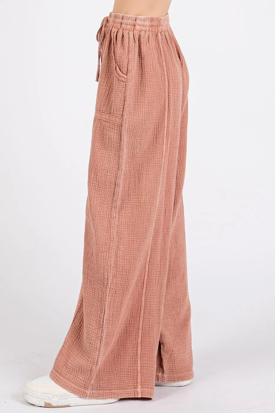 Terracotta Lace Trim Pants