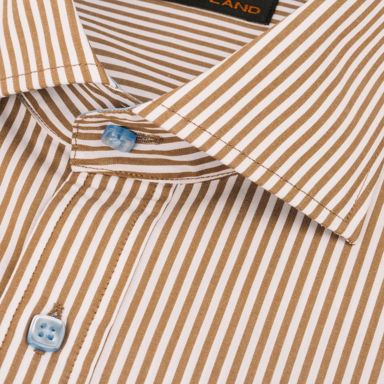 The Earl Striped | Barrel Cuff | Spread Collar | Brown