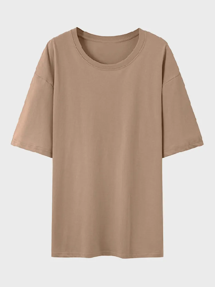 Threaded Round Neck Cotton Tee