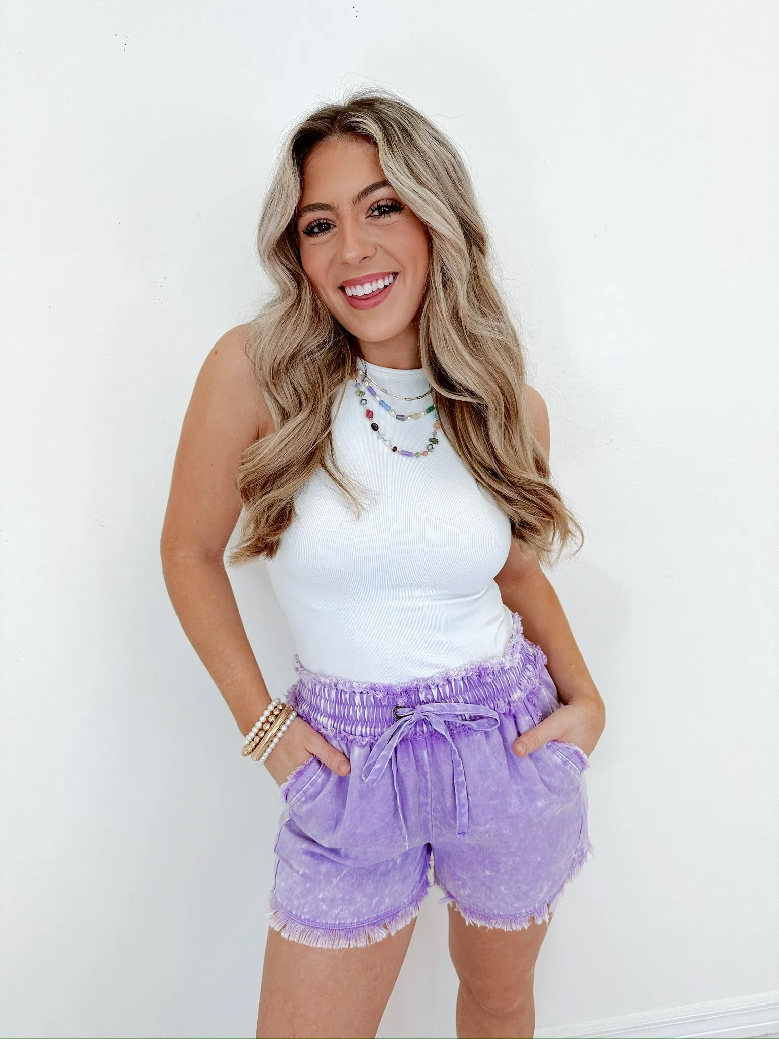 Trevor Trendy Washed Shorts - Lavender