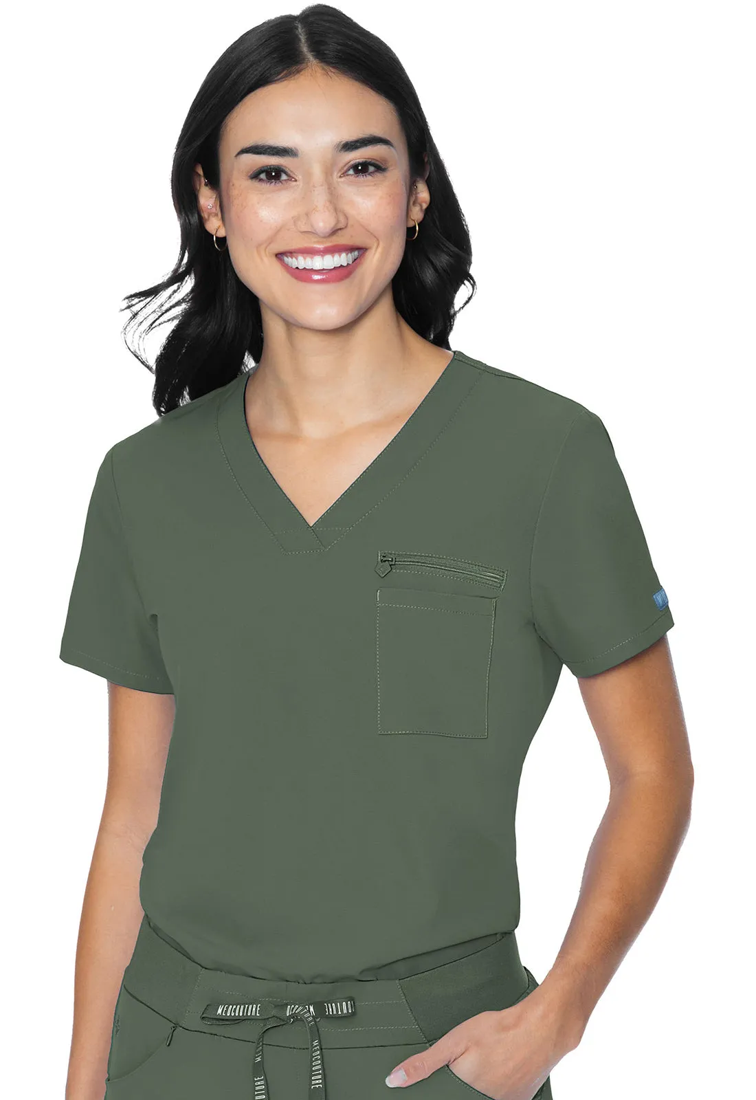 V-neck Chest Pocket Top Tops  MC8482