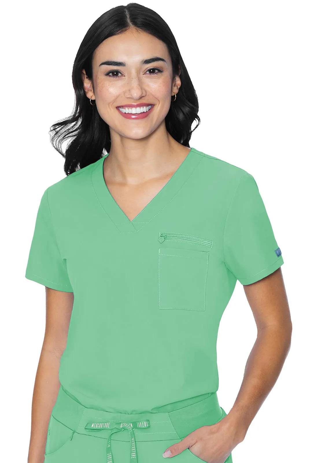 V-neck Chest Pocket Top Tops  MC8482