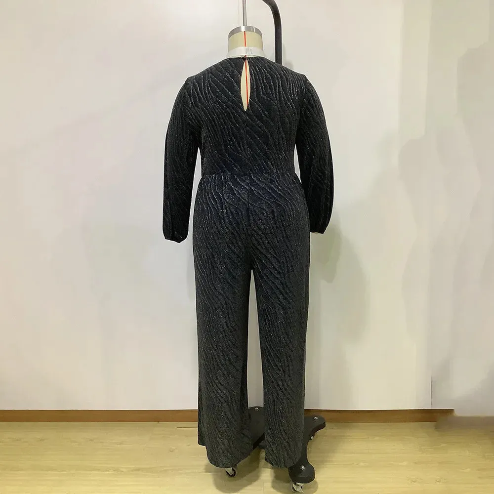 Velvet Versatile V-neck Wide-legged Jumpsuit