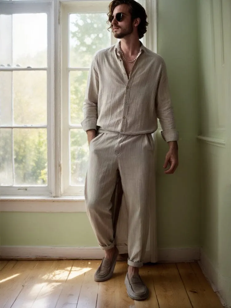 Versatile 100% Cotton Shirt Set