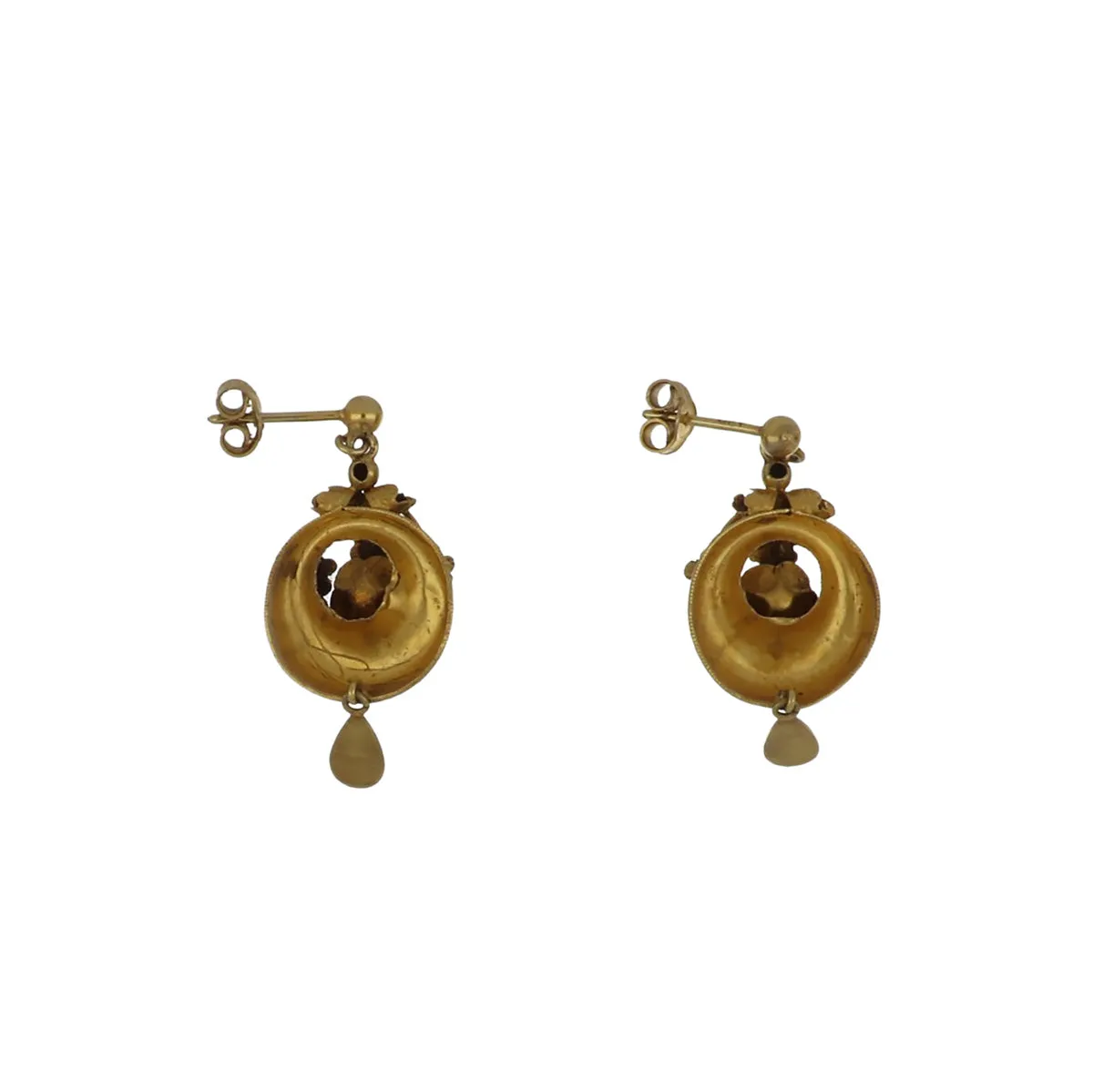 Victorian 18K Gold Garnet Drop Earrings