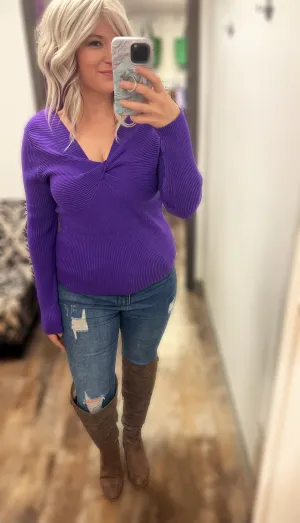 Vivid Dreams Twist Front Sweater