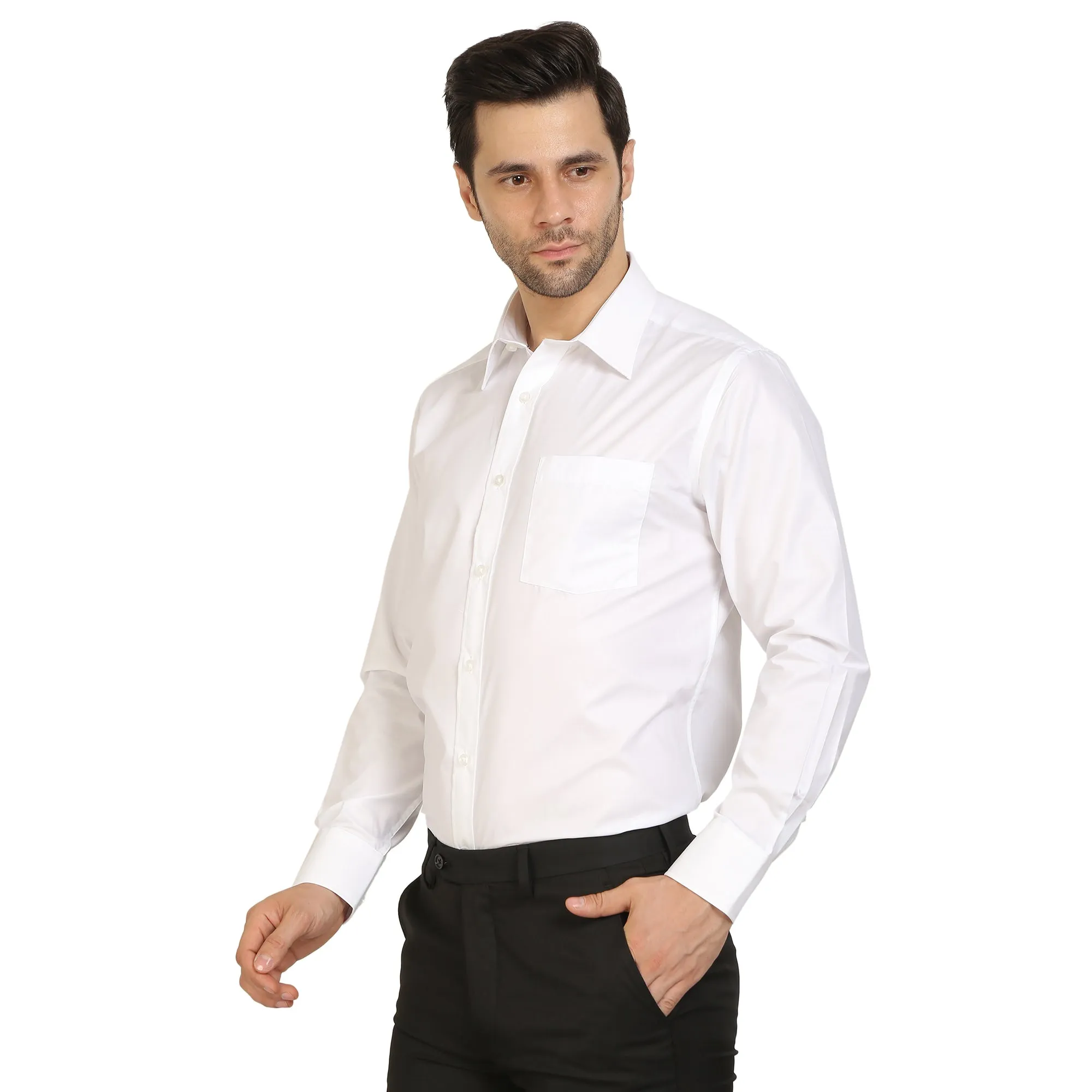 White Cotton Cufflink Shirt