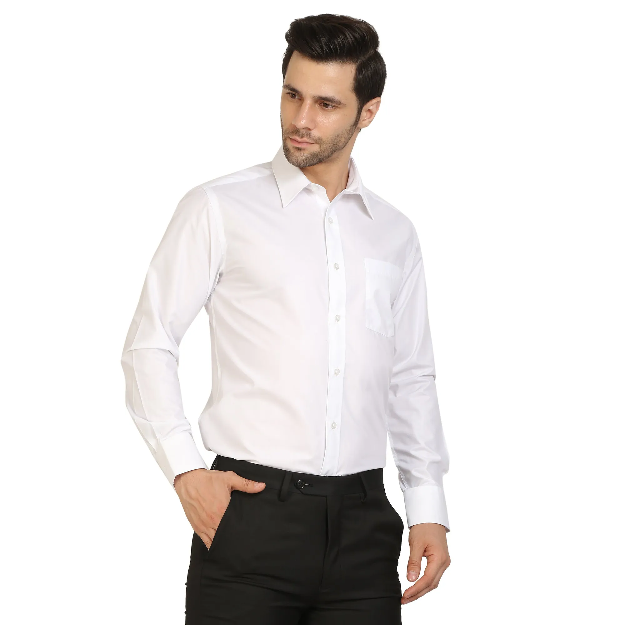 White Cotton Cufflink Shirt