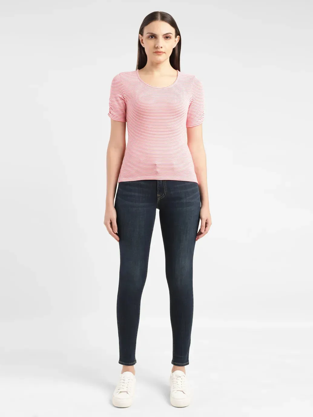 Women's Striped Round Neck T-shirt