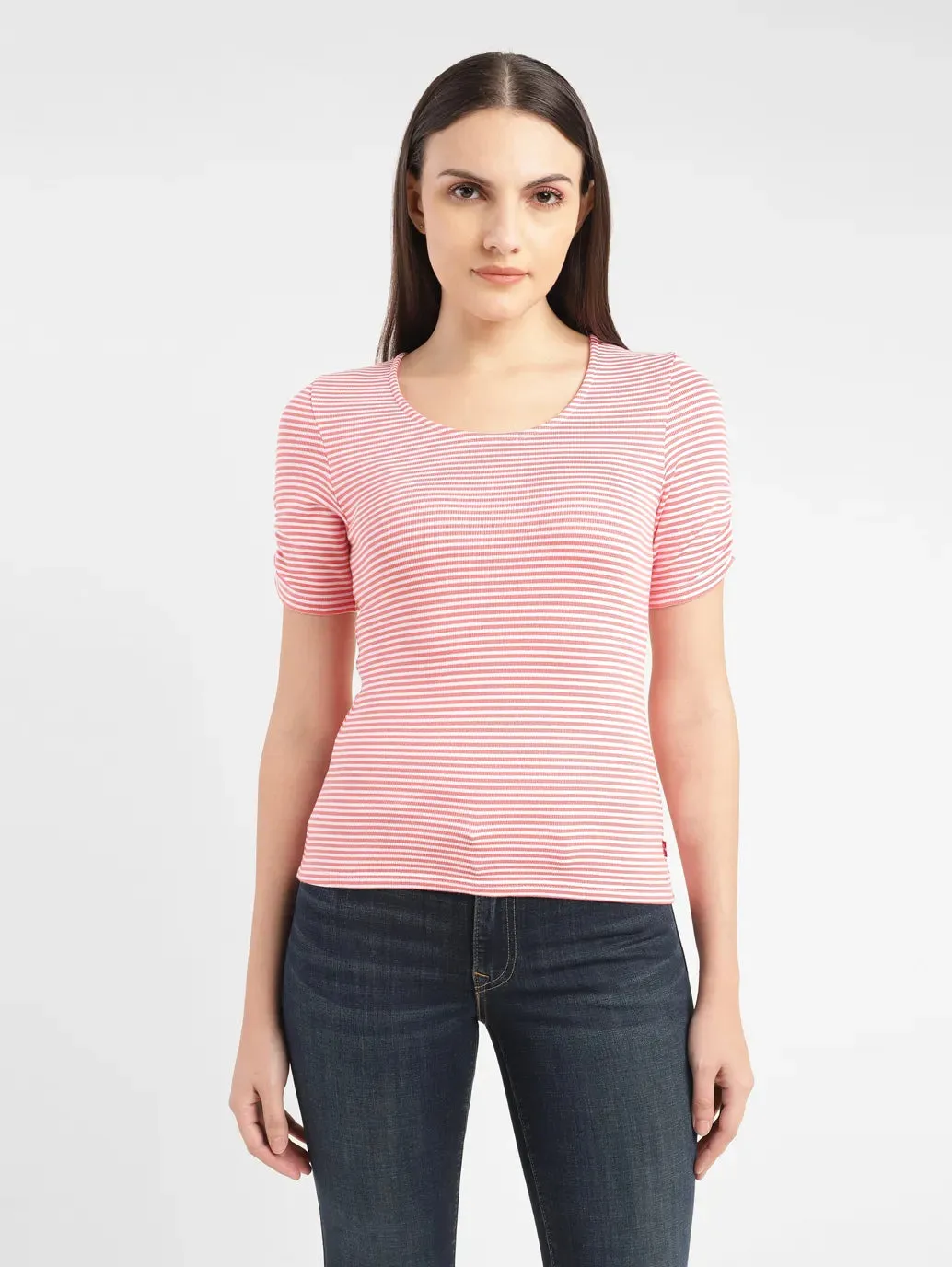 Women's Striped Round Neck T-shirt