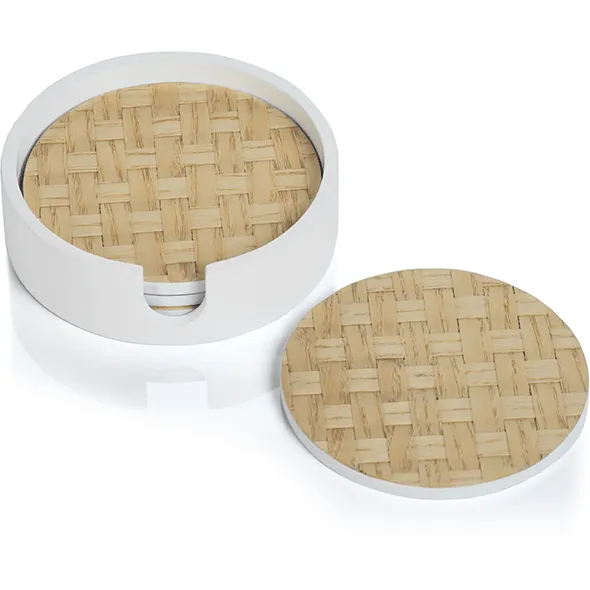 WOVEN ASH WHITE COASTER SET